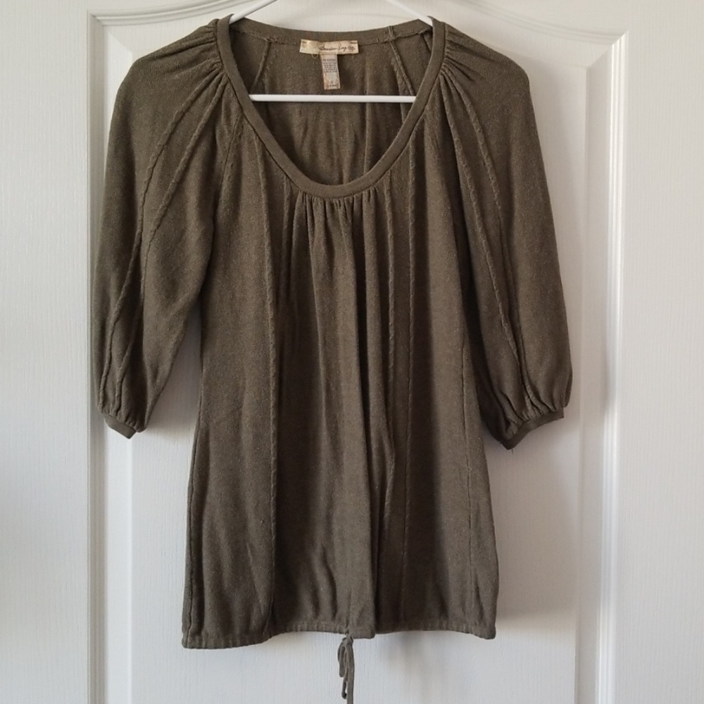 American Rag Olive Green 3/4 Sleeve Sweater Shirt
